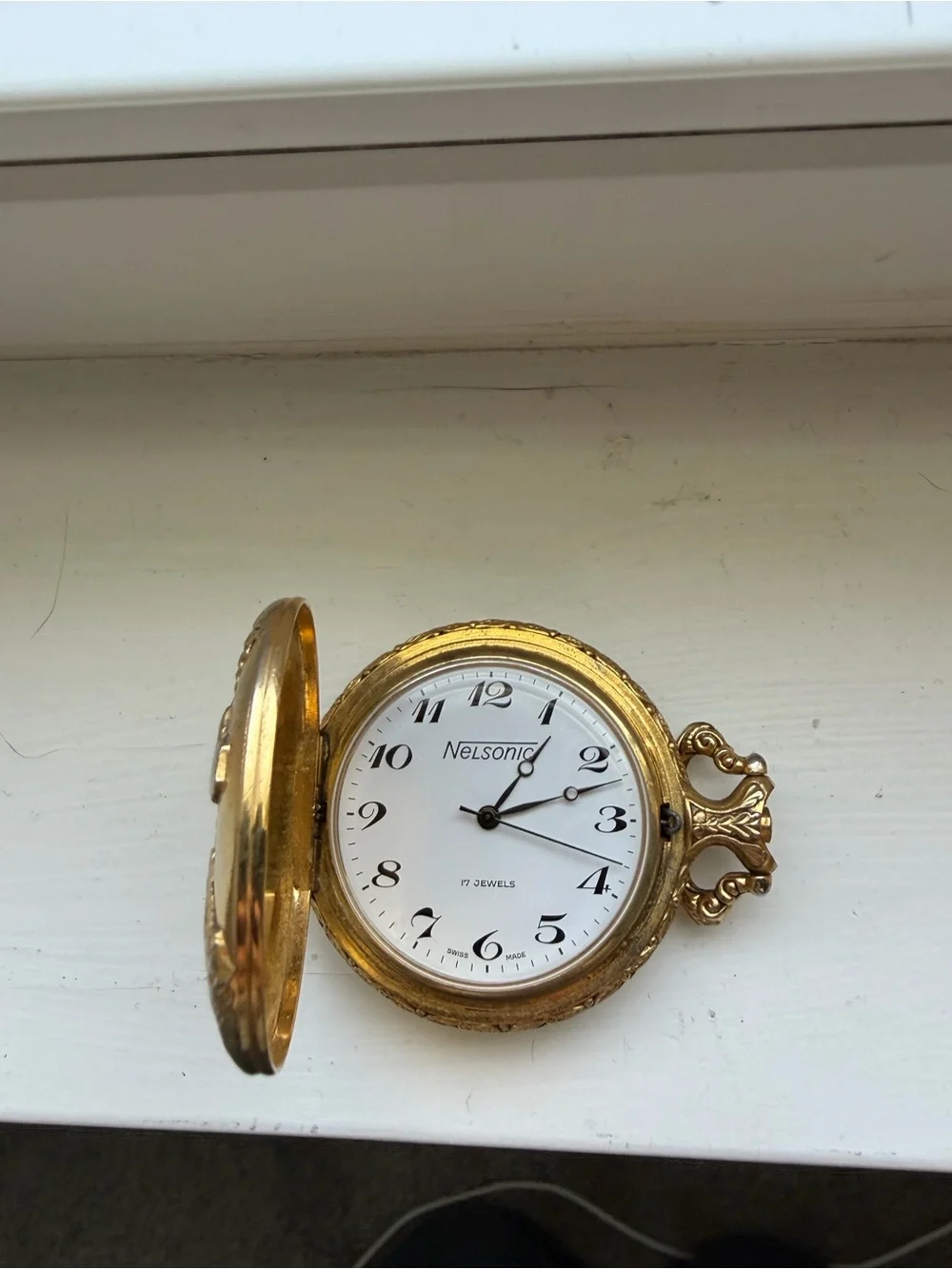 Gold Pocket Watch Wall Decor - Ornate Vintage-Style Accent